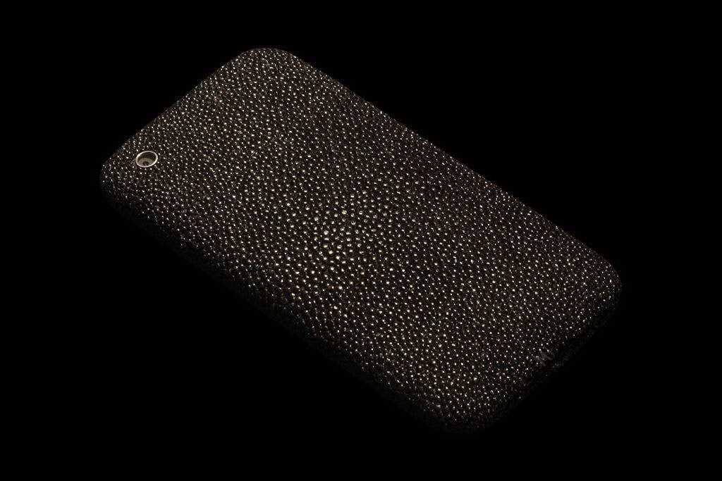 Apple iPhone Exotic Leather Unique VIP Phone - Black Stingray Skin