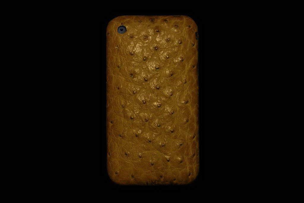 Apple iPhone Diamond Ostrich Leather MJ Edition - Army Brown Green Color Skin
