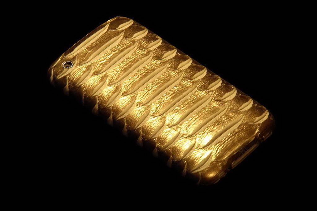 Apple iPhone Exotic Leather Unique VIP Phone - Gold Anaconda Snake Skin