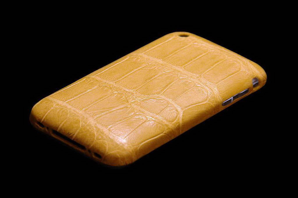 Apple iPhone 3G White Gold 750 Leather Limited Edition - Crocodile Nature Yellow Color